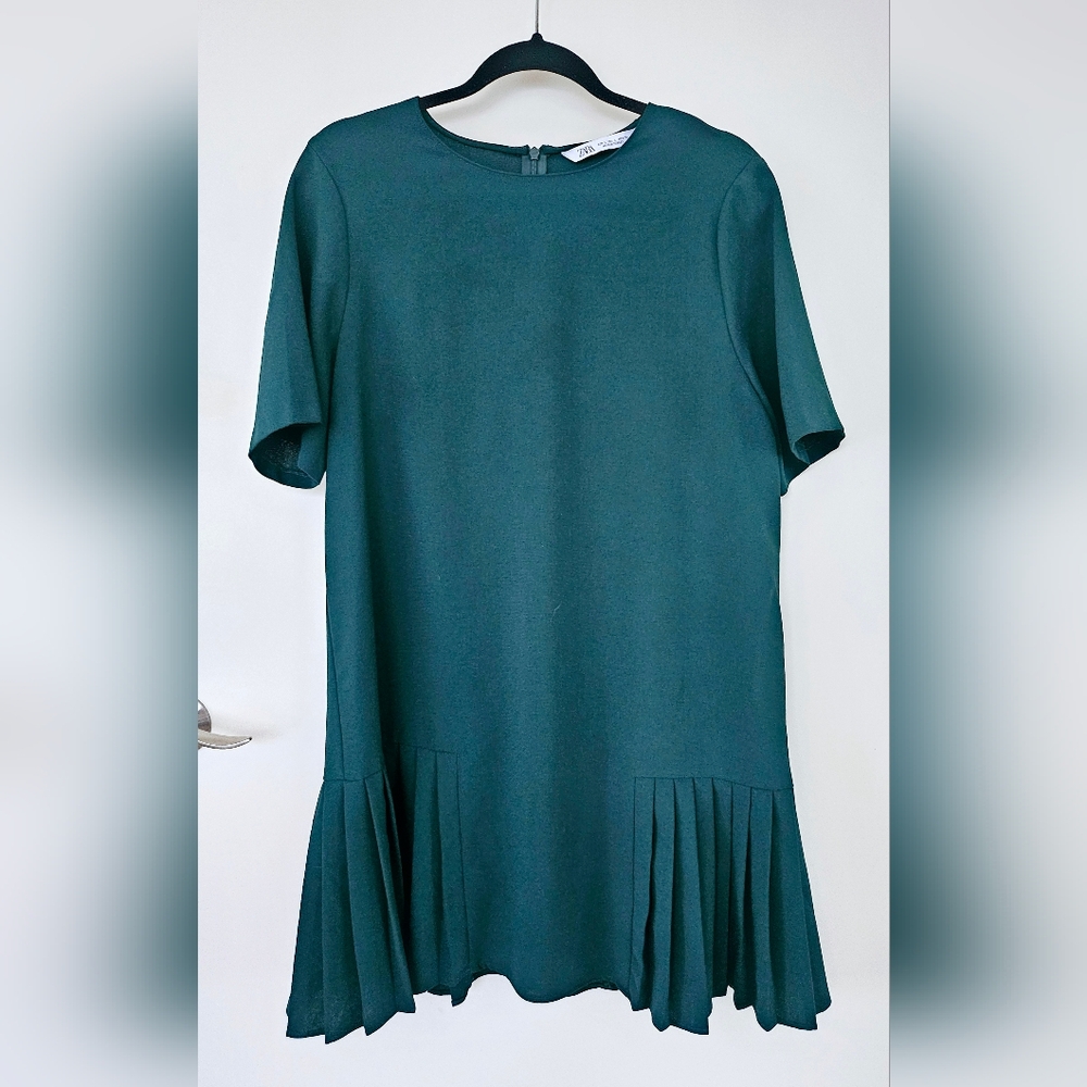 Zara Green Pleated Dress
